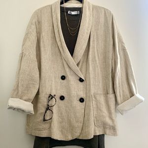 ZARA double breasted linen blazer